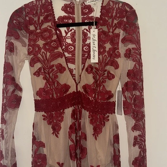 chinese dress ladies FREE PEOPLE Floral Mesh GIANNI Maxi Dress – Silver Accents main image 1